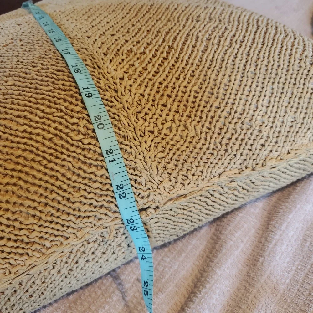 Ralph Lauren Home Collection Tan Woven Raffia Goose Feather Throw Pillow 24x24